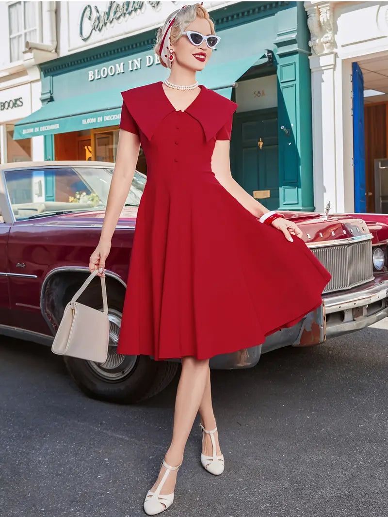 Robe rouge retro vintage 50s