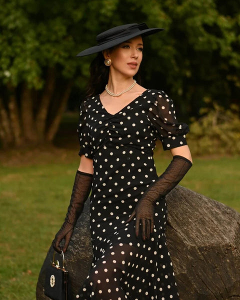 Robe noire à pois blanc pin up