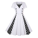 Robe vintage blanche à pois pin up