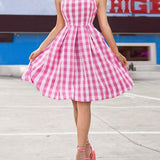 Robe barbie rose vichy vintage