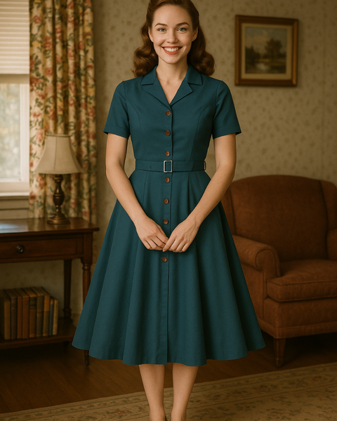 Robe bleu vintage années 40
