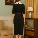 Robe fleurie vintage noir à dentelle