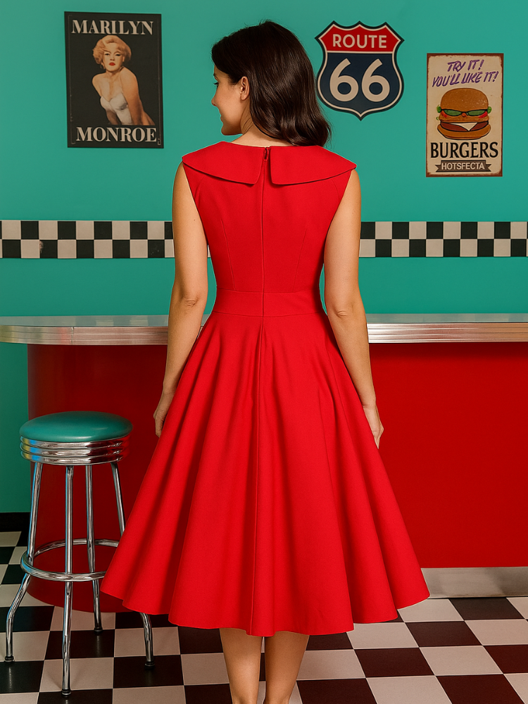 Robe fluide vintage rouge années 50