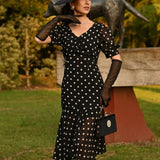 Robe noire à pois blanc pin up