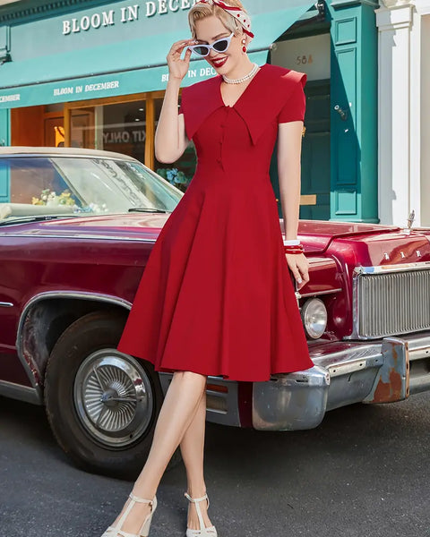 Robe rouge american vintage 50s
