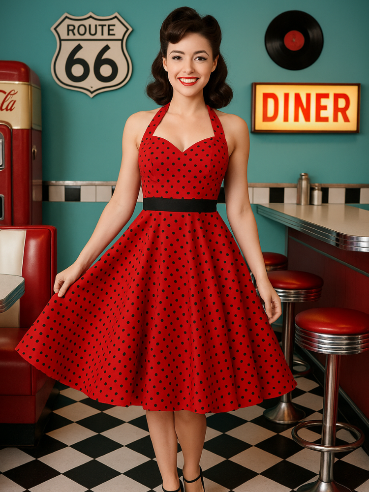 Robe rouge vintage rockabilly 50s