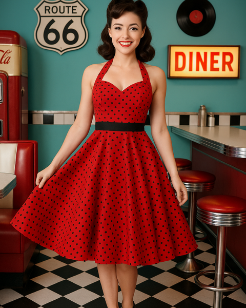 Robe rouge vintage rockabilly 50s