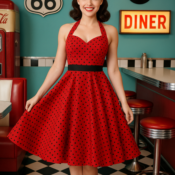 Robe rouge vintage rockabilly 50s
