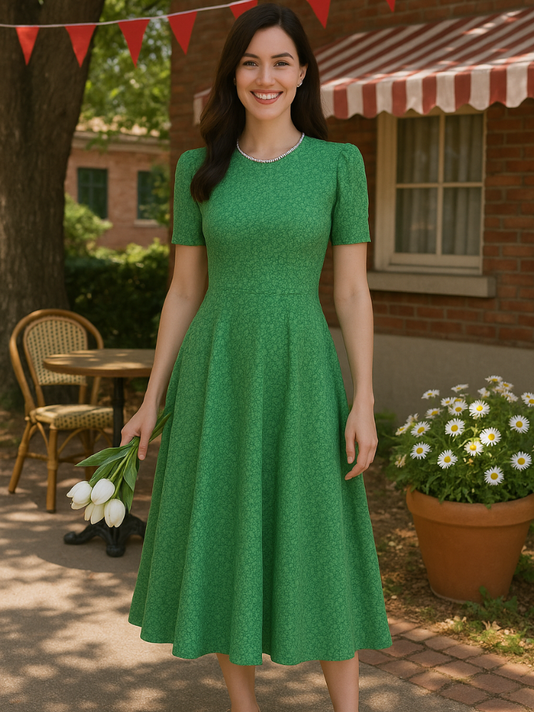 Robe verte guinguette vintage