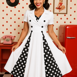 Robe vintage blanche à pois pin up
