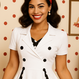 Robe vintage blanche à pois pin up