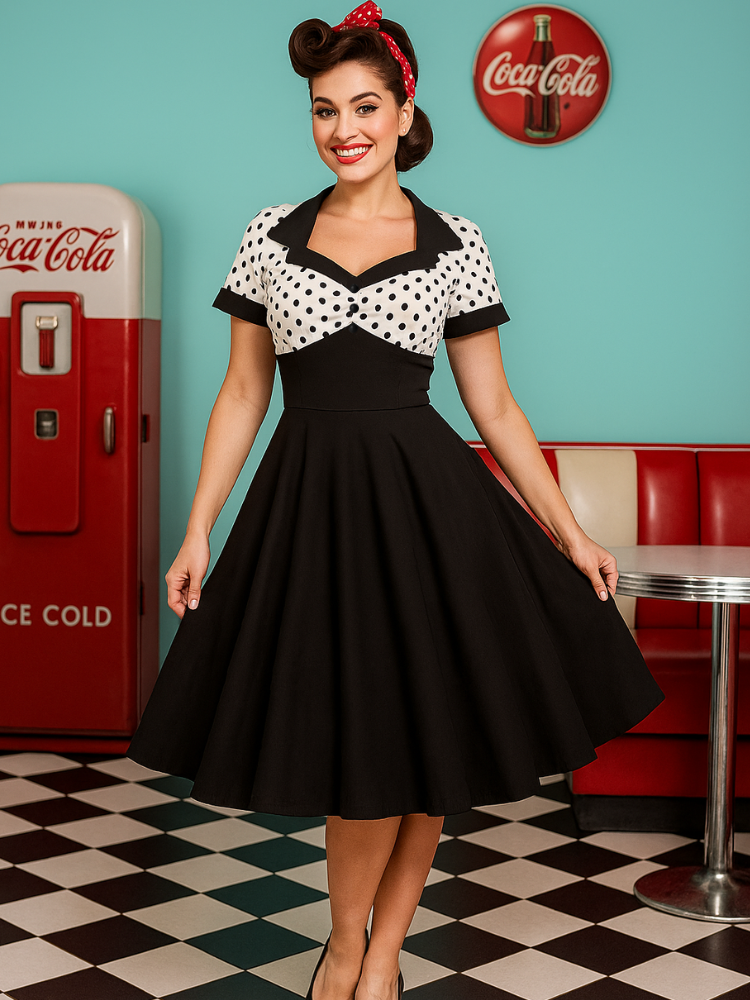 Robe vintage évasée style rockabilly