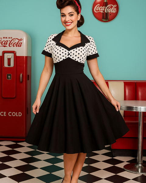 Robe vintage évasée style rockabilly
