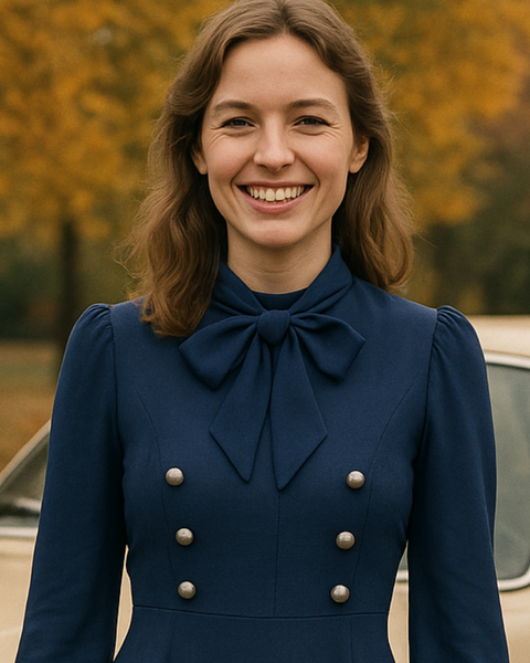 Robe bleu marine longue année 70