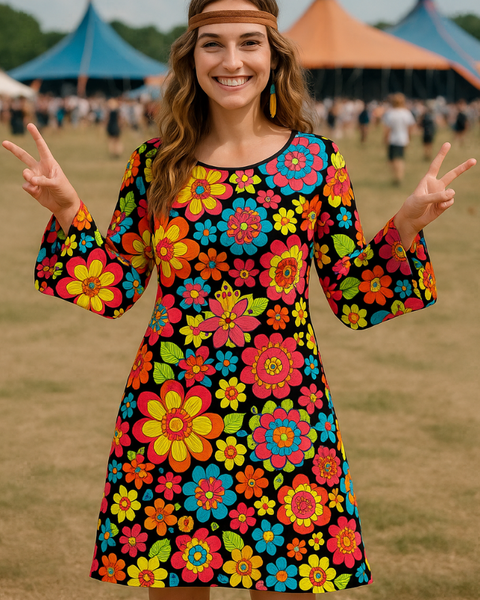 Robe courte hippie vintage 70s