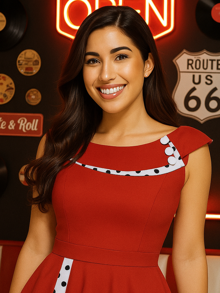 Robe fluide vintage rouge années 50