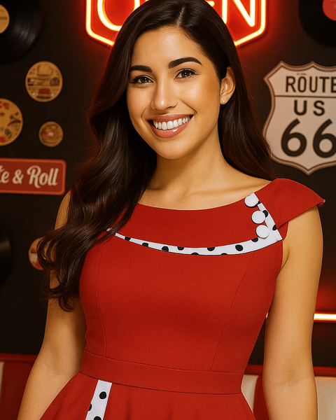 Robe fluide vintage rouge années 50