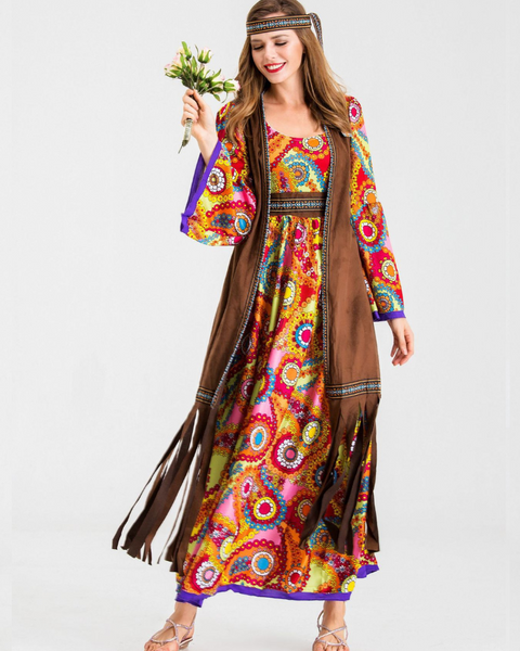 Robe hippie flower années 70