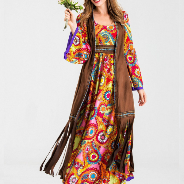 Robe hippie flower années 70
