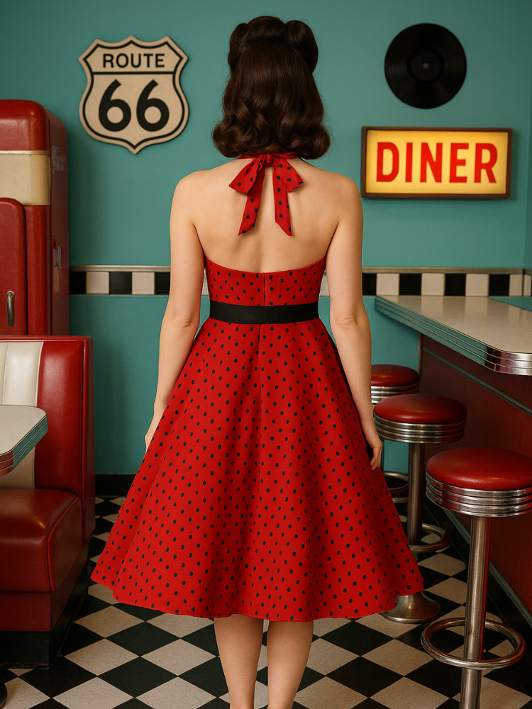 Robe rouge vintage rockabilly 50s