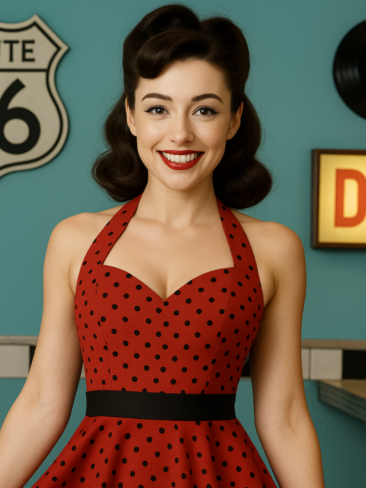 Robe rouge vintage rockabilly 50s