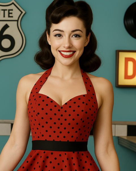 Robe rouge vintage rockabilly 50s