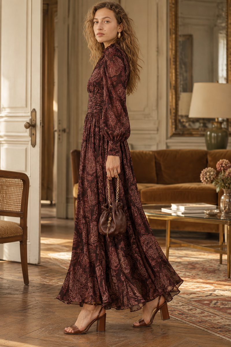 Robe longue bohème chic rétro années 70