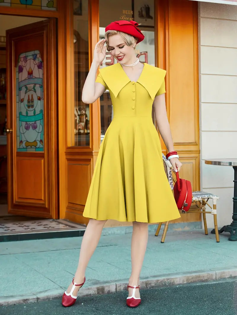 Robe vintage jaune retro années 50