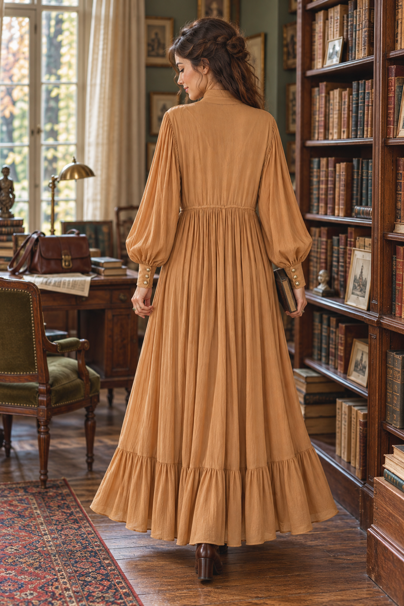 Robe longue camel années 1970