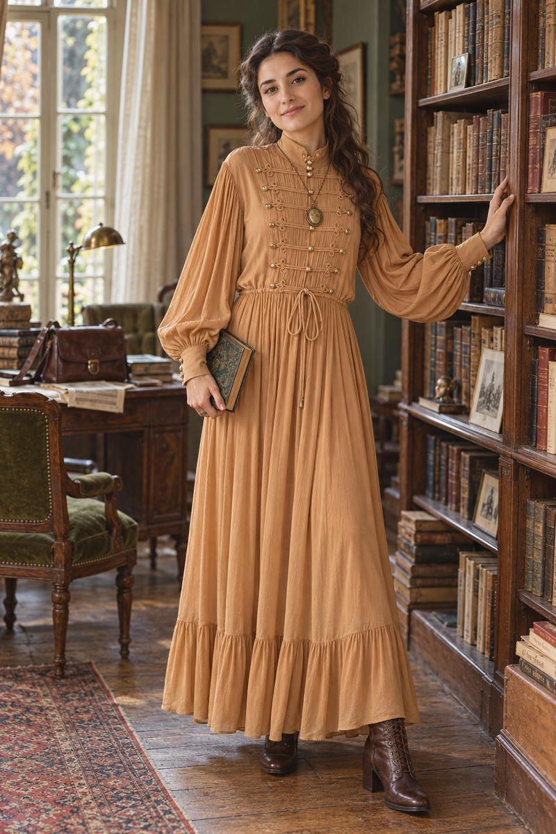 Robe longue camel années 1970