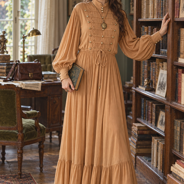 Robe longue camel années 1970