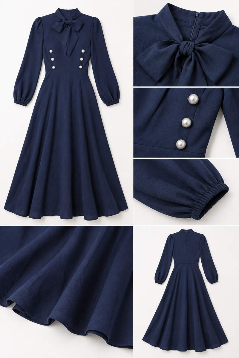 Robe bleu marine longue année 70