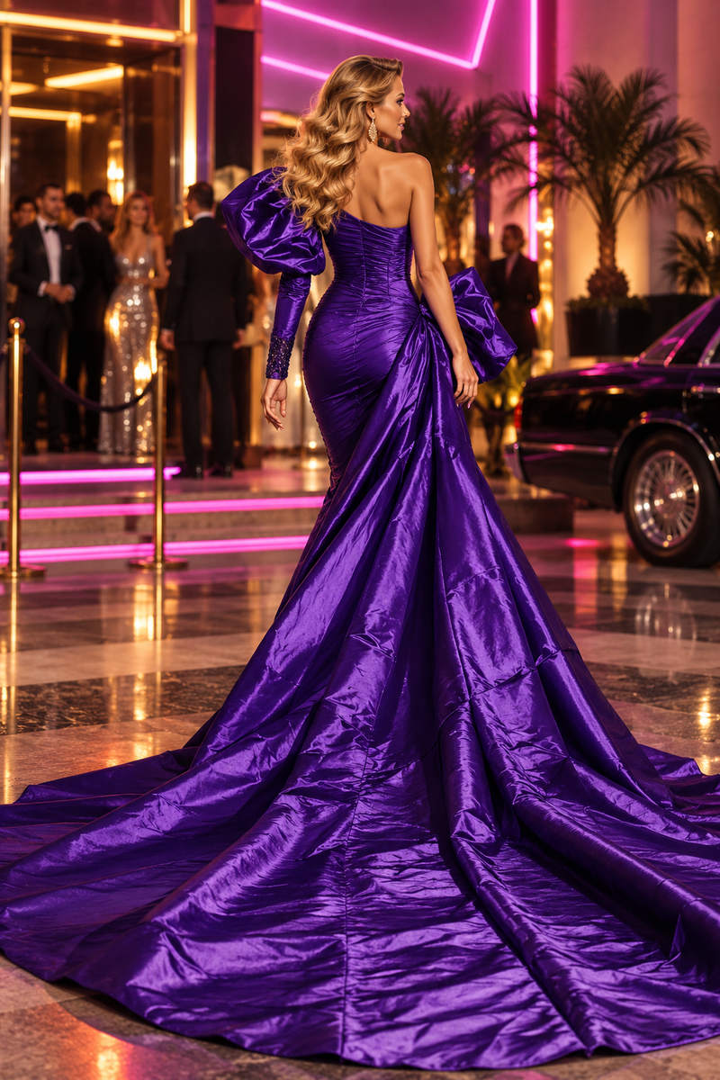Robe de soirée violet impériale années 80