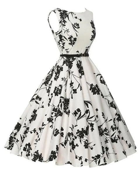 Robe a fleur noir et blanc