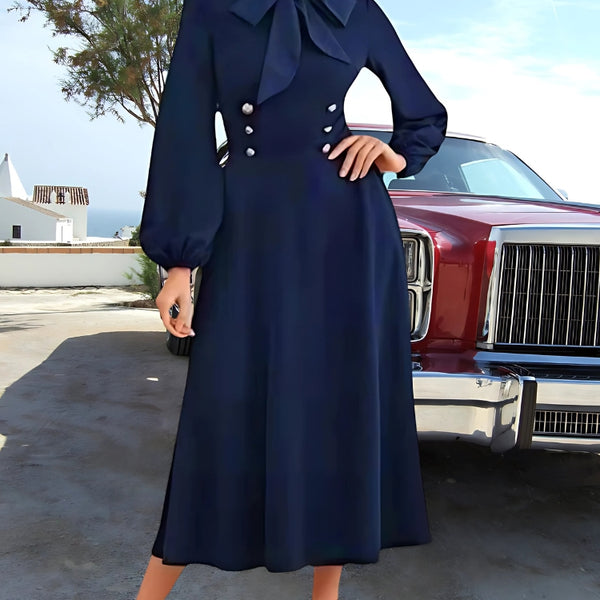 Robe bleu marine longue année 70