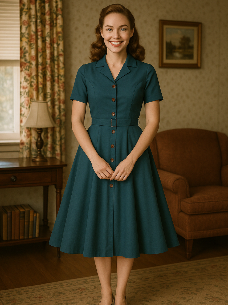 Robe bleu vintage années 40