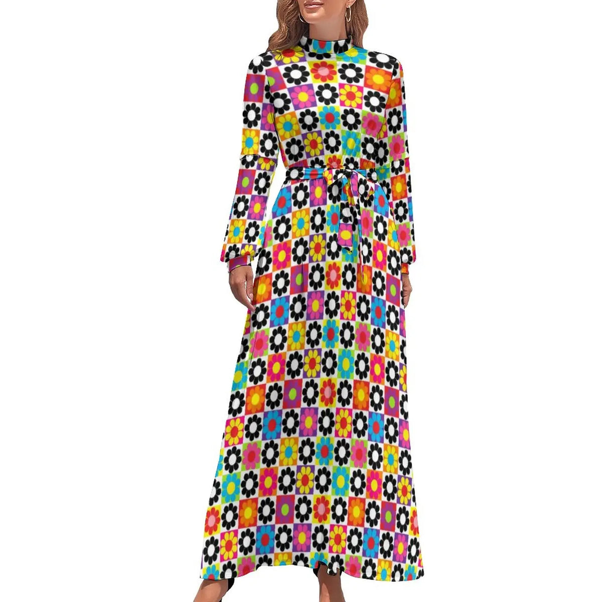 Robe à fleur année 70 femme