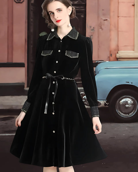 Robe velours vintage retro 40s