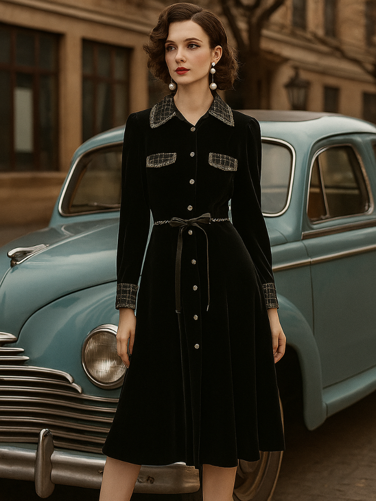 Robe velours vintage retro 40s 