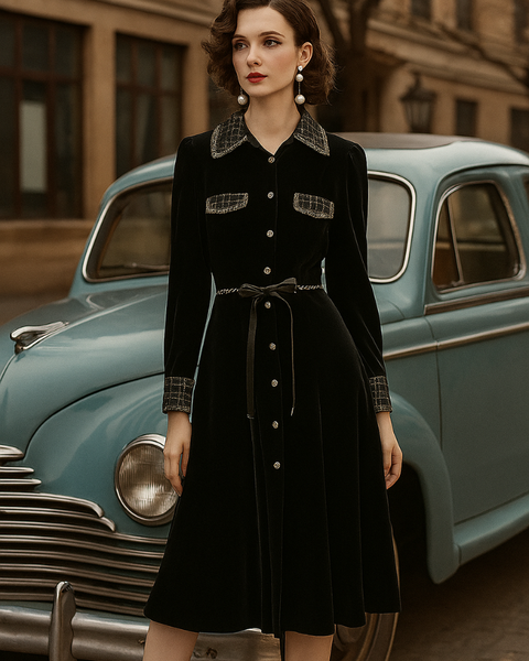 Robe velours vintage retro 40s 
