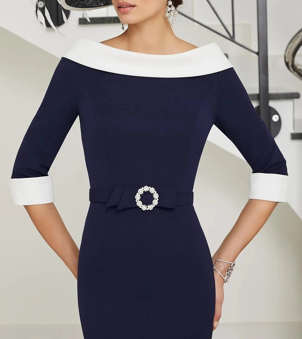 Robe vintage bleu années 60 marine femme