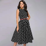 Robe vintage noire à pois blanc FEMME