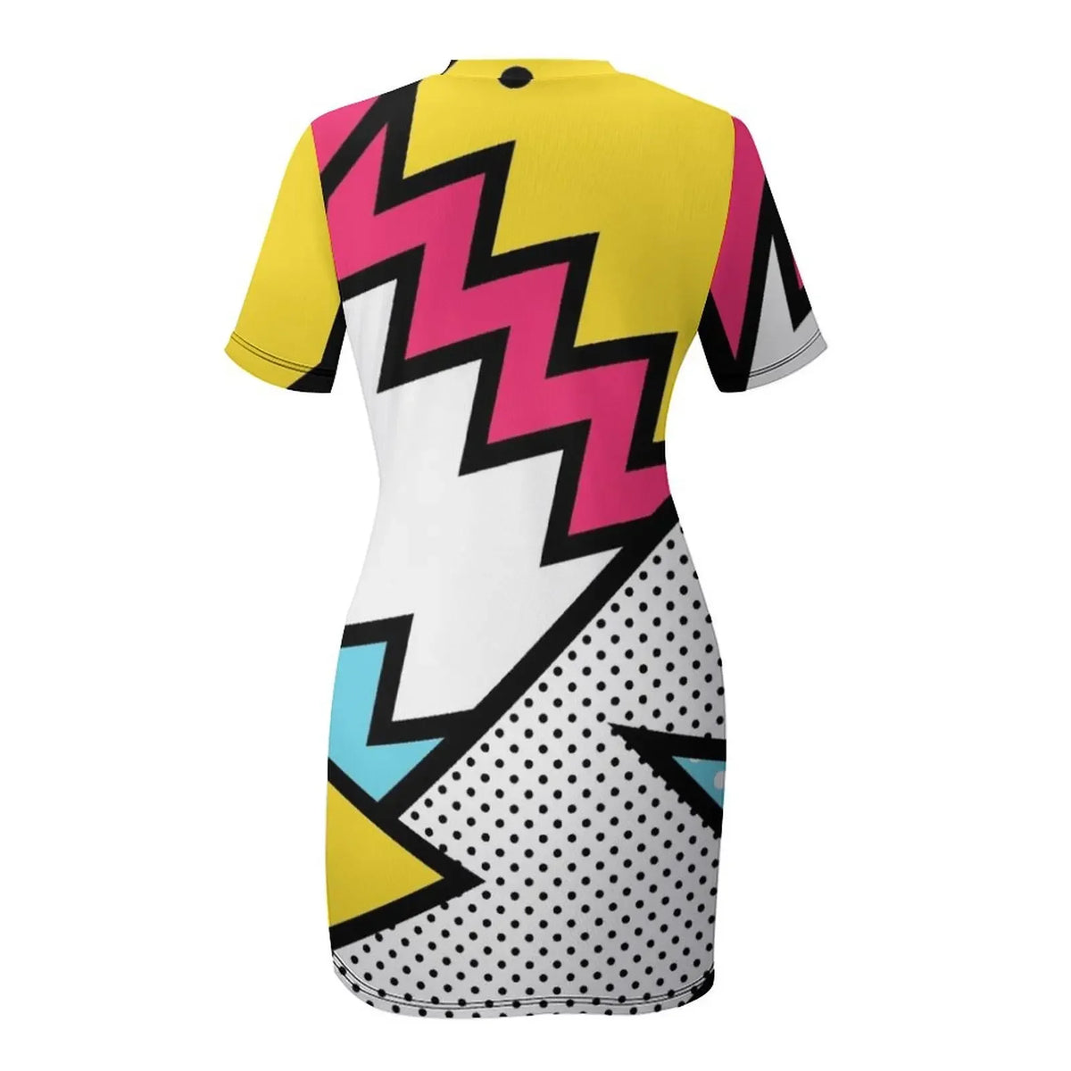ZigZag 80s Memphis Pattern Short-Sleeved Dress elegant chic women dresses promotion Woman fashion Long dress woman Dress