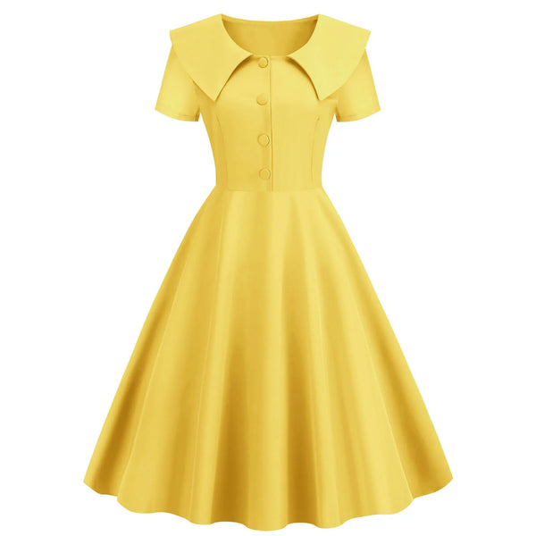 Robe vintage jaune retro années 50