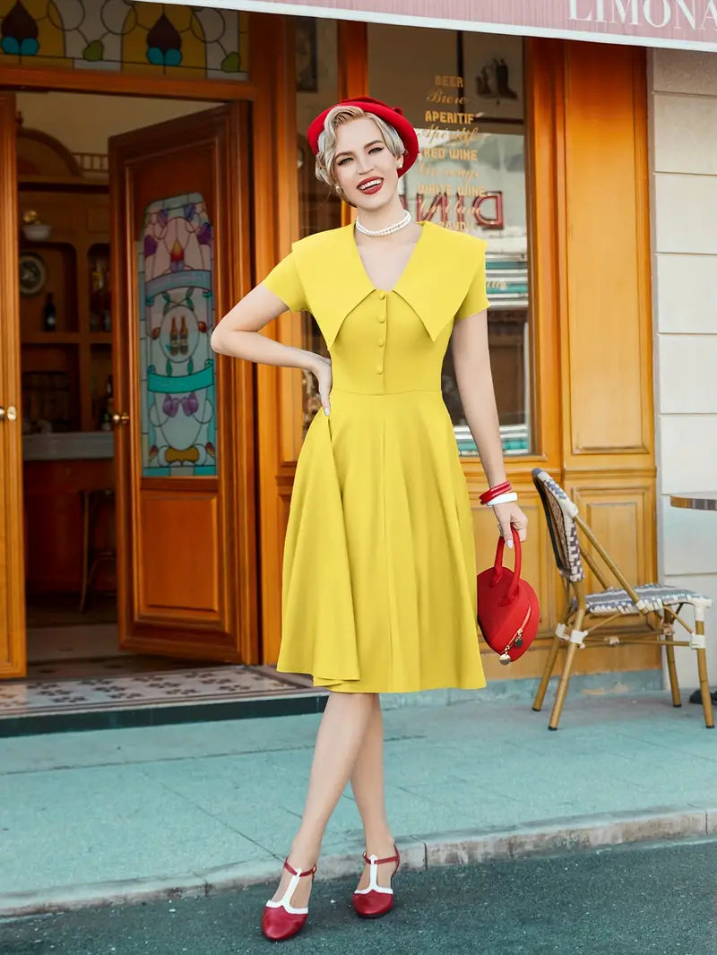 Robe vintage jaune retro années 50