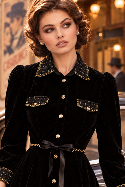 Robe velours vintage retro 40s