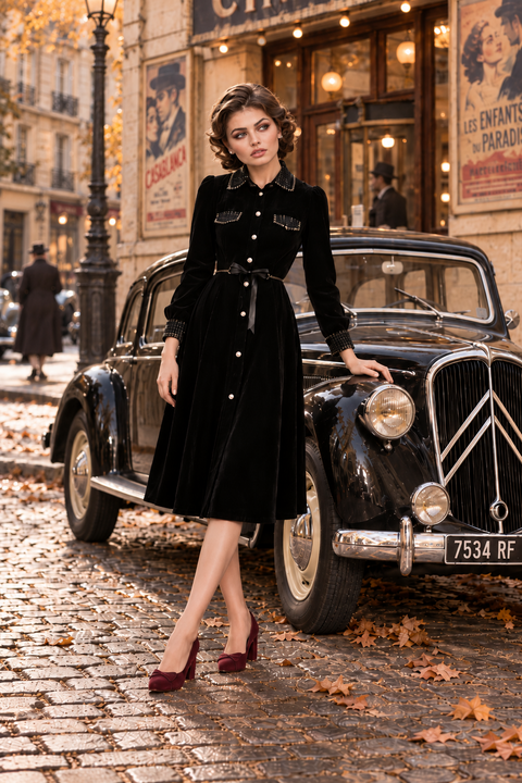 Robe velours vintage retro 40s
