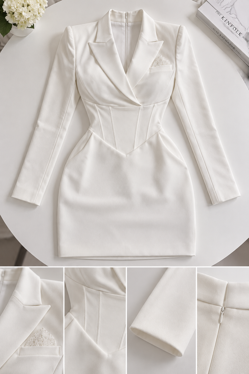 Robe blazer blanche vintage années 80
