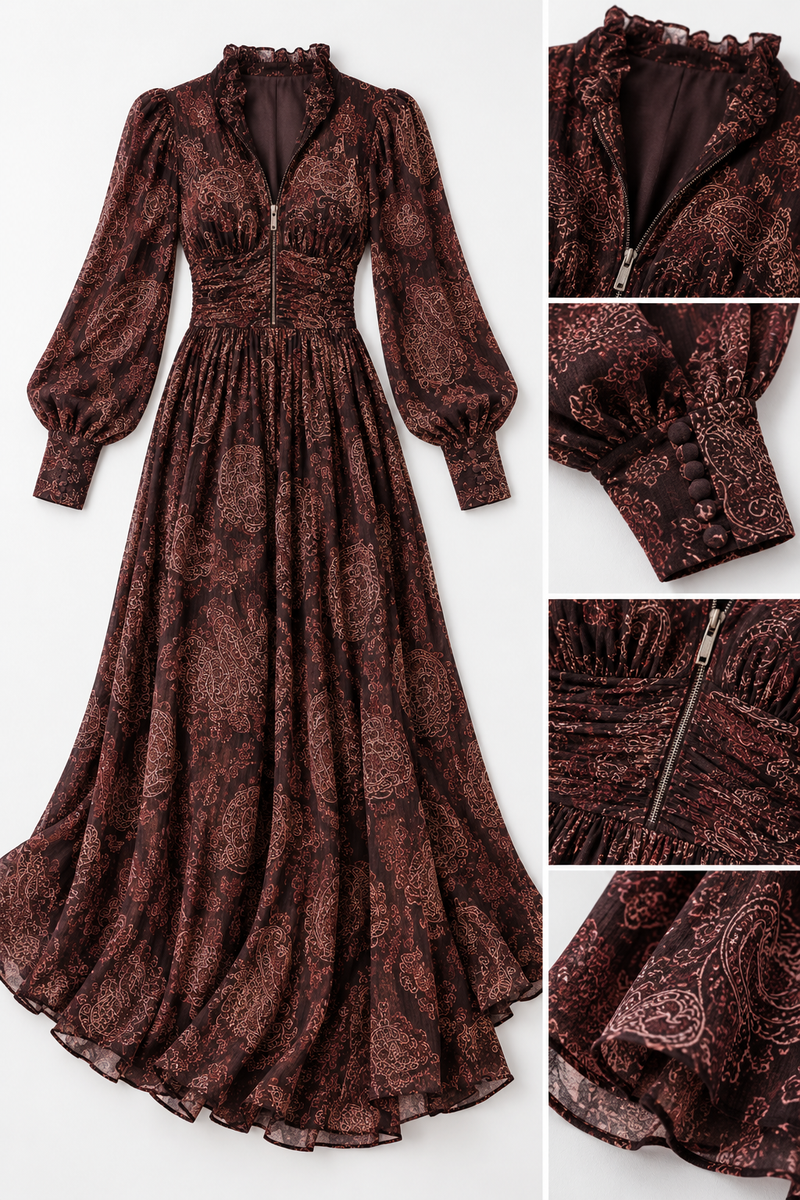 Robe longue bohème chic rétro années 70