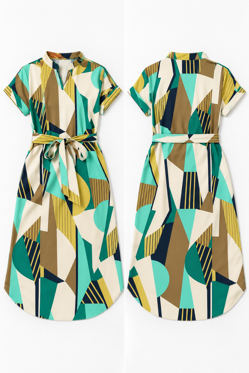 Robe midi graphique riviera années 80